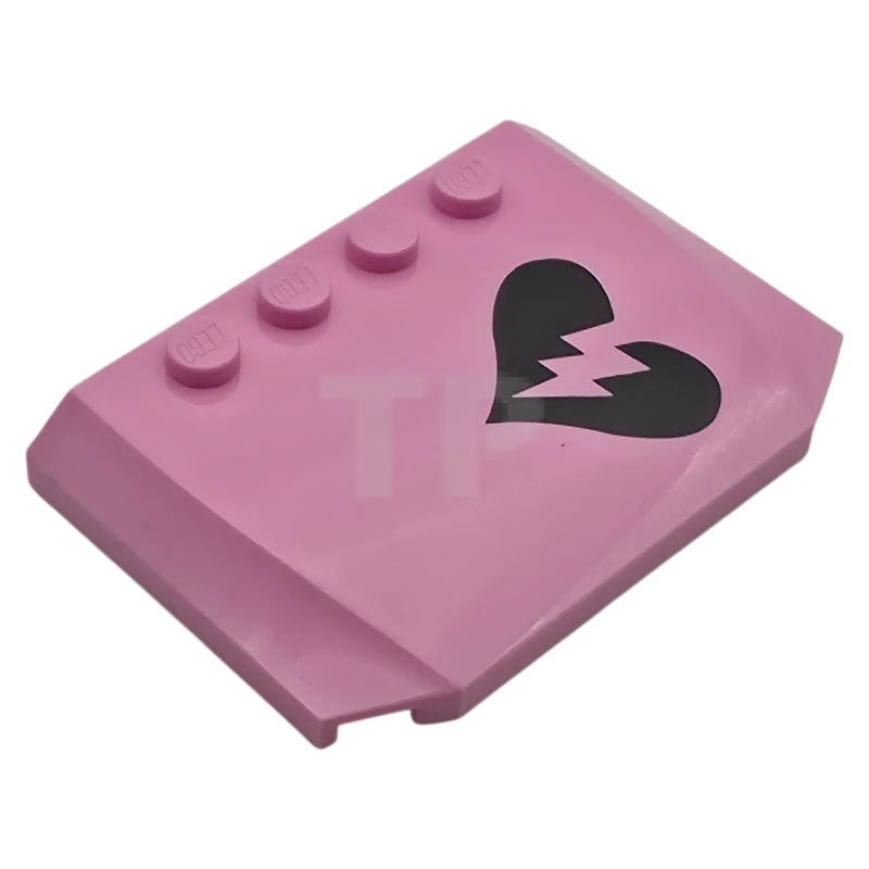 LEGO&reg; 6551351 - 52031pb204 - Wedge 4 x 6 x 2/3 Triple Curved with Black Split Broken Heart Pattern