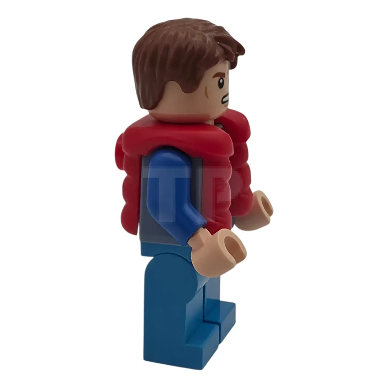 LEGO&reg; sc138 Marty McFly - Red Puffer Vest over Sand Blue Jacket, Blue Arms
