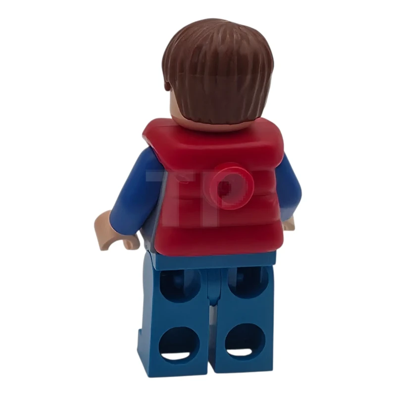 LEGO&reg; sc138 Marty McFly - Red Puffer Vest over Sand Blue Jacket, Blue Arms