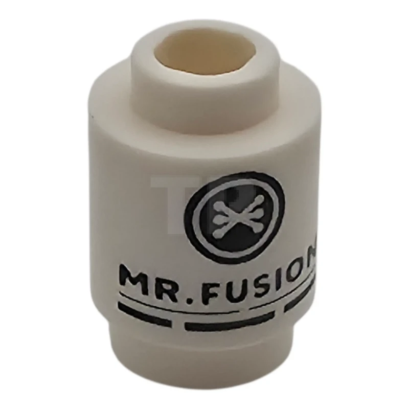 LEGO&reg; 6585387 - 3062pb088 - Brick, Round 1 x 1 with Black 'MR. FUSION' Pattern