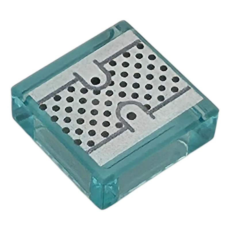 LEGO&reg; 6585393 - 3070pb390 - Fliese 1 x 1 mit schwarzen und dunkelblaugrauen Punkten und Linien auf silbernem Hintergrundmuster