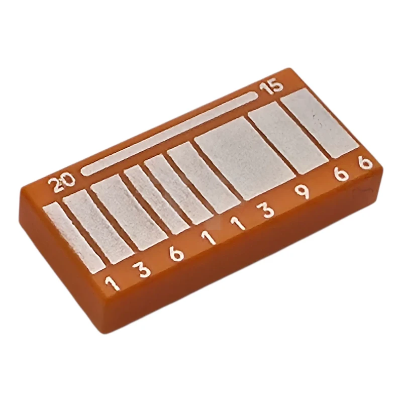 LEGO&reg; 6585389 - 3069pb1458 - Tile 1 x 2 with Silver Rectangles, '20', '15' and '136113966' Pattern