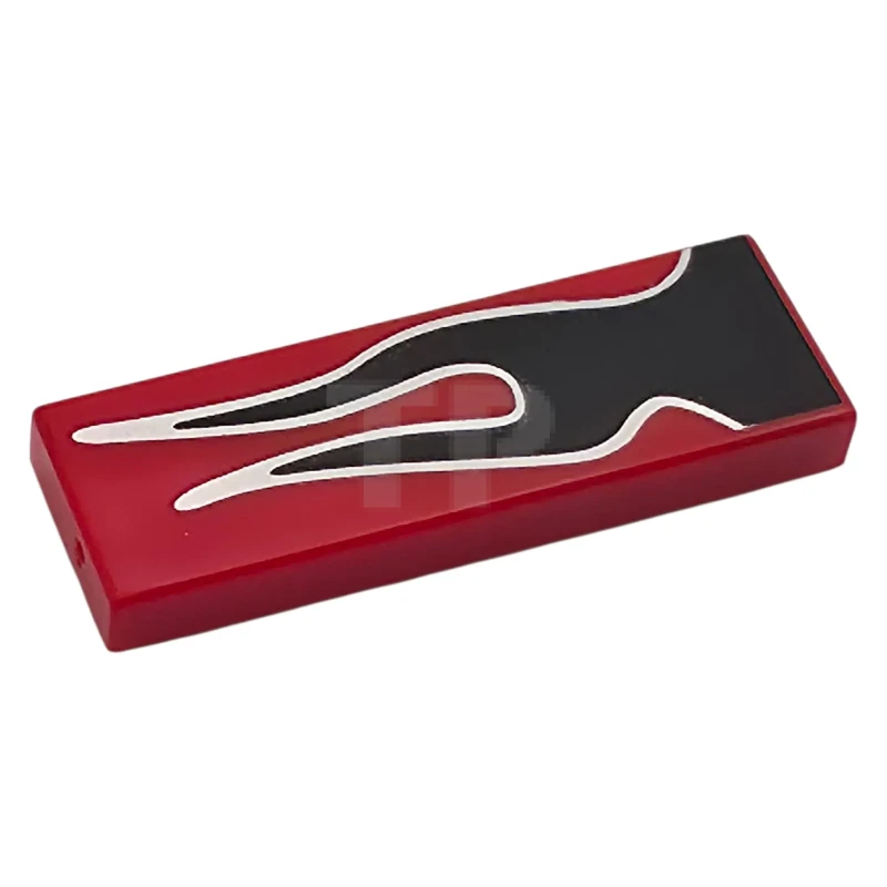 LEGO&reg; 6584101 - 63864pb323 - Tile 1 x 3 with Black Flames with Silver Outline Pattern