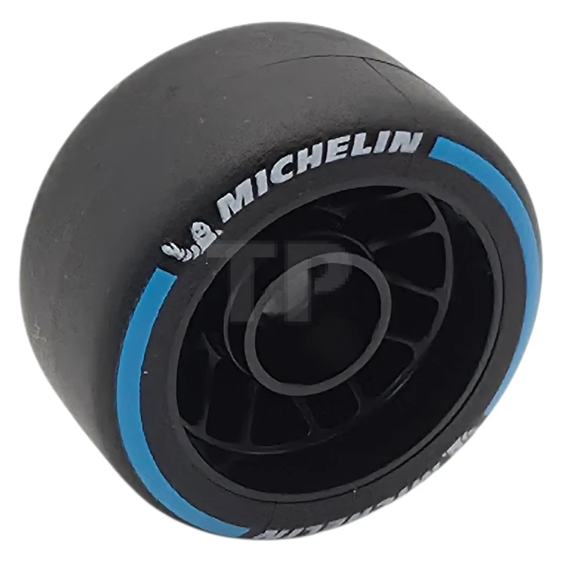 LEGO&reg; 6593261 - 105162pb06 - Wheel 24 x 13.4 with Pin Hole with Molded Black Hard Rubber Tire and Printed White Michelin Logo and Dark Azure Arcs Pattern