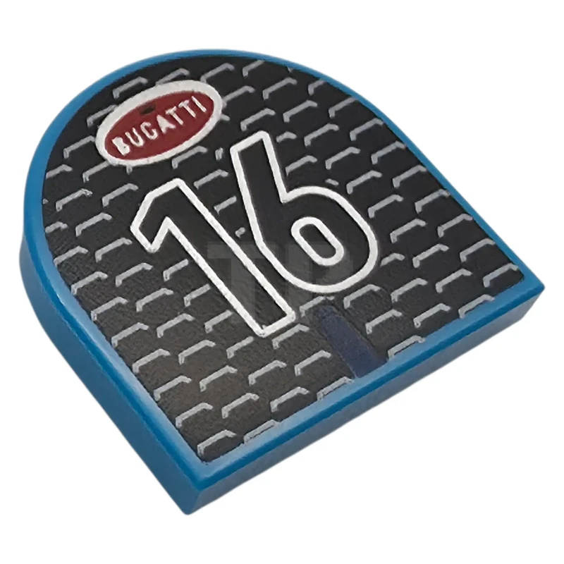 LEGO&reg; 6585310 - 5520pb018 - Tile 2 x 2 Extended Half Round with Car Grille, Bugatti Logo and '16' Pattern