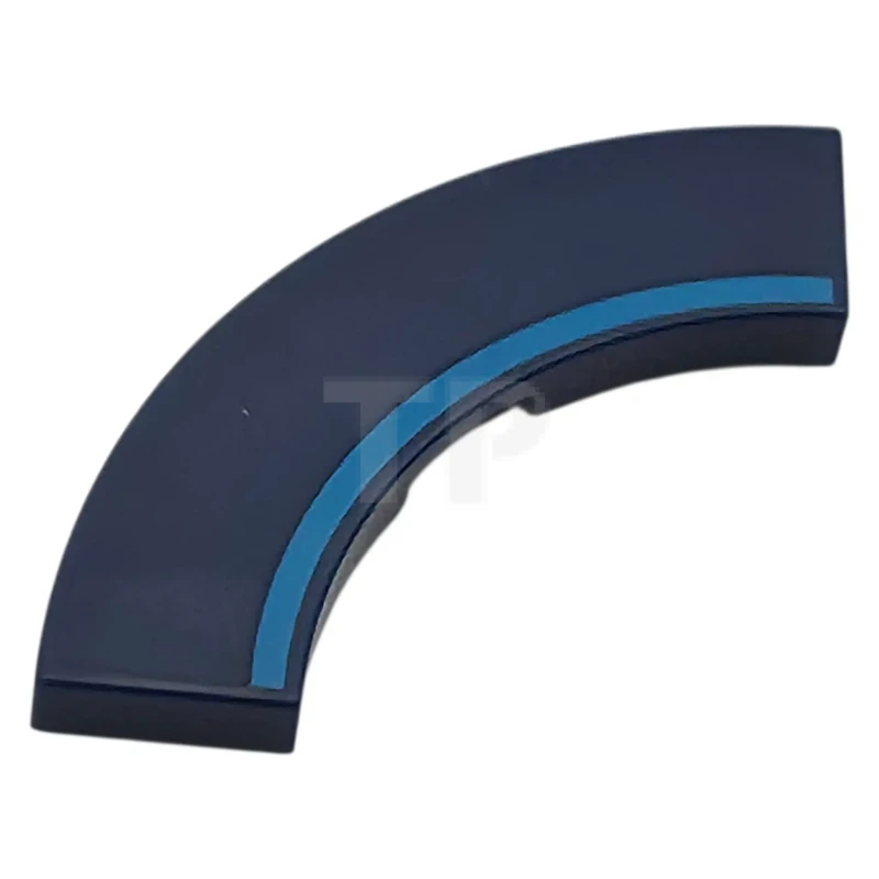 LEGO&reg; 6585352 - 79393pb006 - Tile, Round Corner 3 x 3 Macaroni with Dark Azure Curved Stripe Pattern