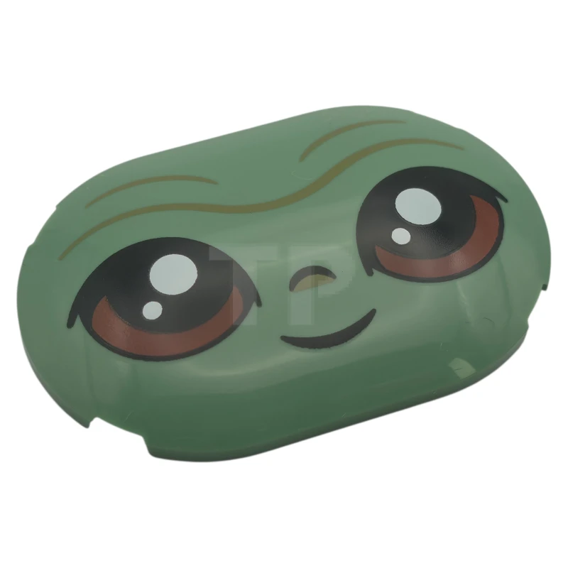 LEGO&reg; 6581499 - 7871pb02 - Brick 4 x 6 x 2/3 Oval with Curved Top and Face Pattern (SW Grogu Face)