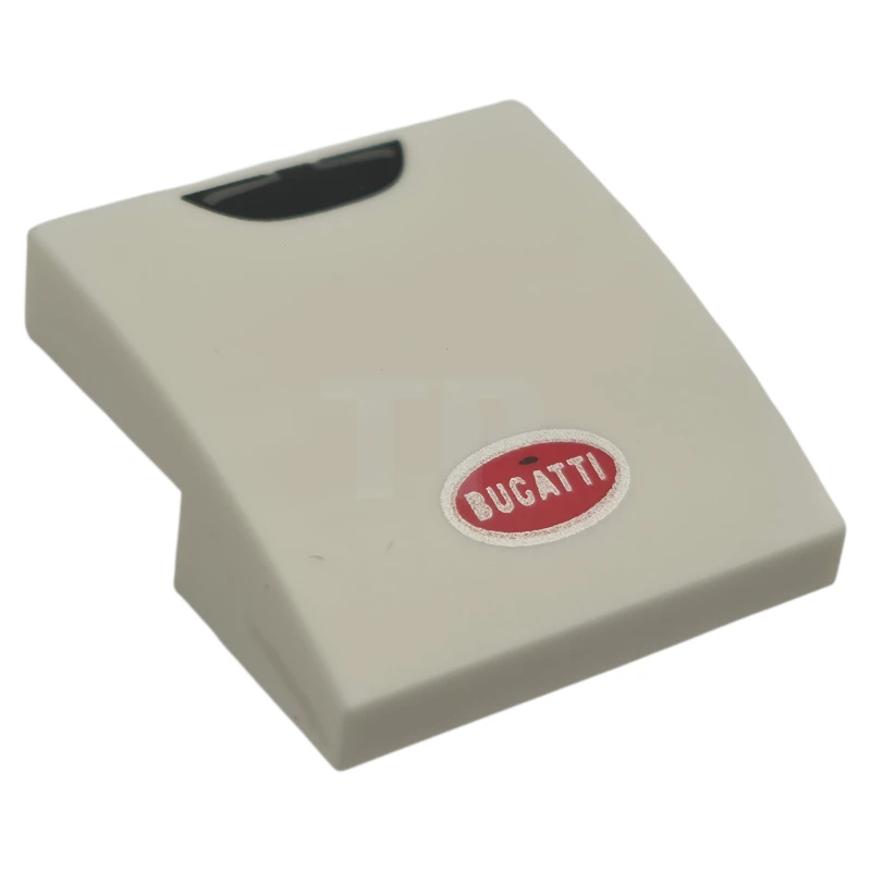 LEGO&reg; 6548390 - 15068pb644 - Slope, Curved 2 x 2 x 2/3 with Red and Silver Bugatti Logo and Black Half Oval Pattern