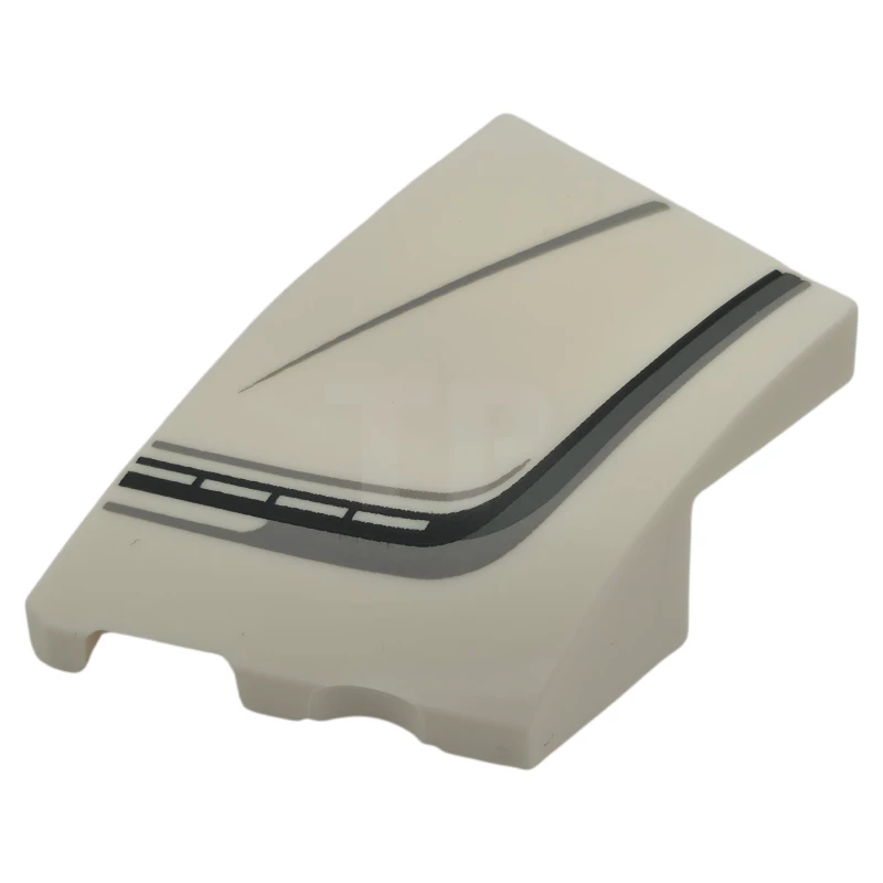 LEGO&reg; 6548391 - 80177pb012 - Wedge 3 x 2 Left No Studs with Black, Dark Bluish Gray and Light Bluish Gray Stripes and Bugatti Centodieci Car Headlight Pattern