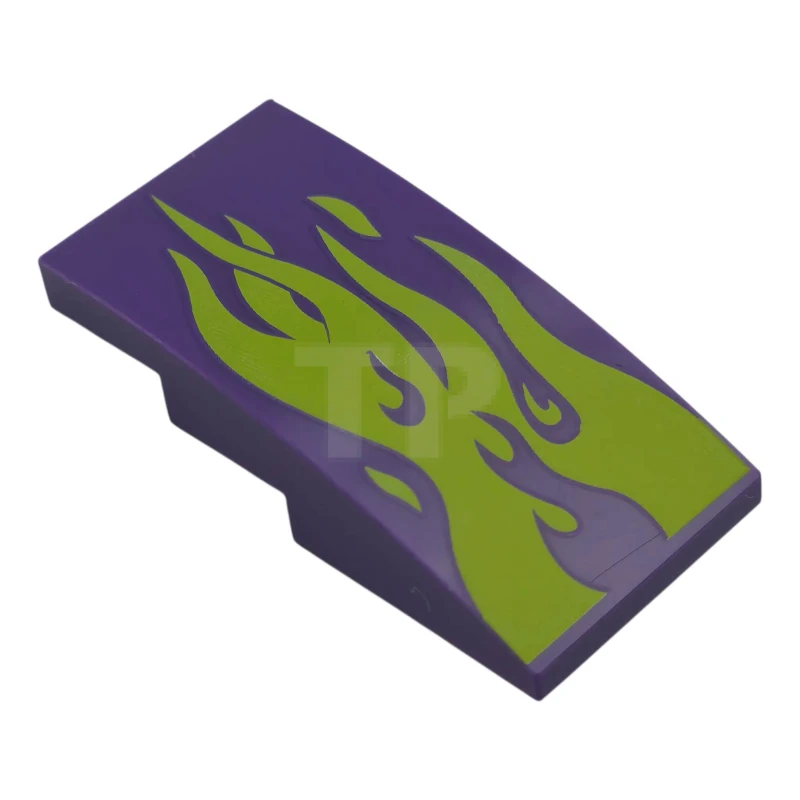 LEGO&reg; 6579698 - 93606pb227 - Pente, courbée 4 x 2 avec motif de flammes de chaux.