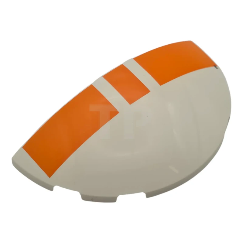 LEGO&reg; 6602010 - 6957pb03 - Brick, Round 3 x 6 x 1 Dome Half with Orange Broken Stripe Rectangles Pattern