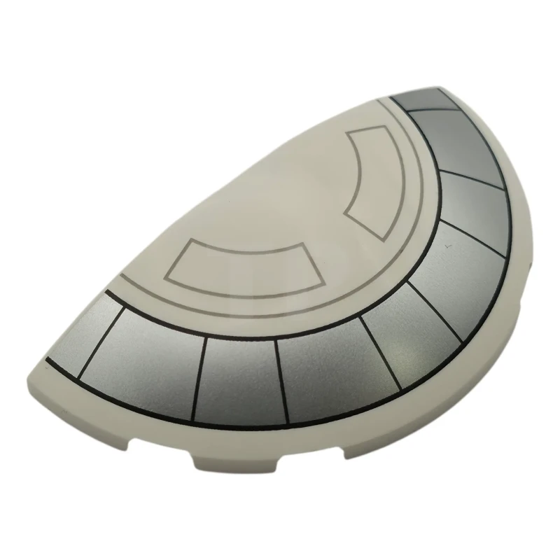 LEGO&reg; 6602009 - 6957pb04 - Brick, Round 3 x 6 x 1 Dome Half with Silver Curved Semicircle Stripe with Black Segments and Dark Bluish Gray Outlines Pattern