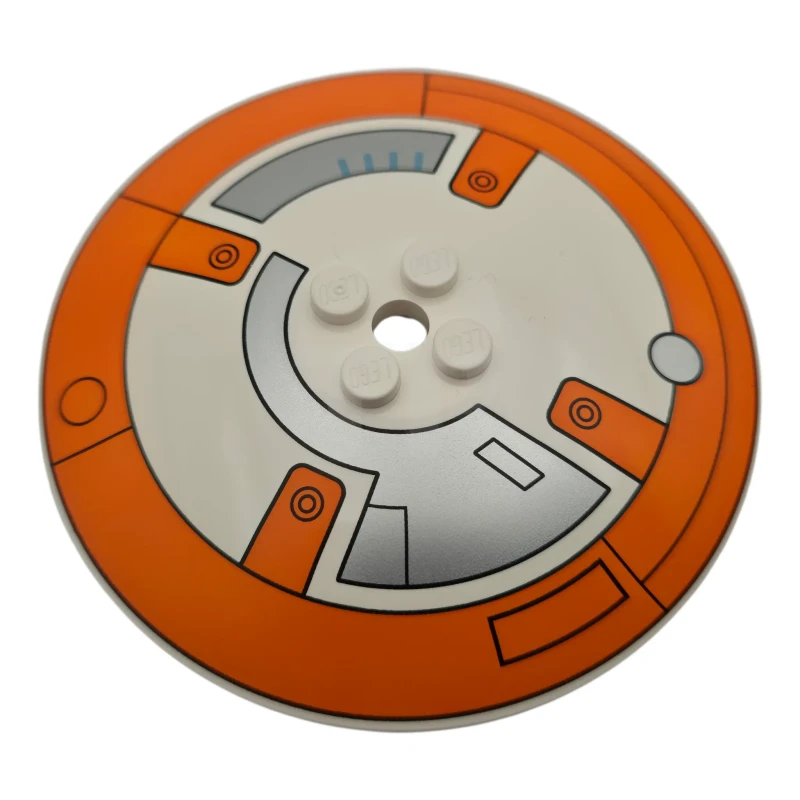 LEGO&reg; 6602008 - 3961pb21 - Dish 8 x 8 Inverted (Radar) - Solid Studs with SW BB-8 Droid Orange Circle and Silver Control Panels with Red and Medium Blue Lights Pattern