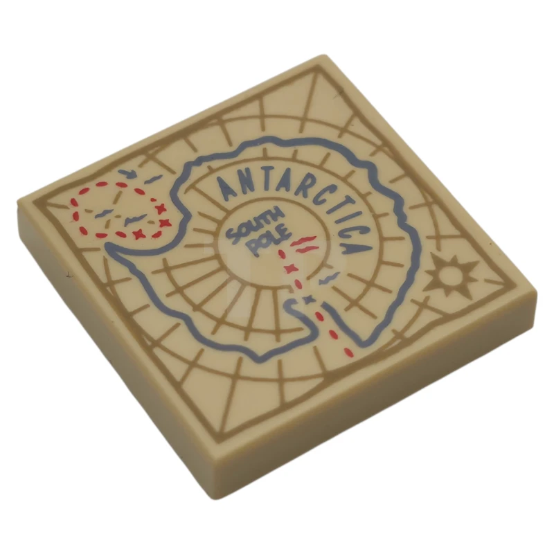 LEGO&reg; 6518605 - 3068pb2551 - Tile 2 x 2 with Map of 'ANTARCTICA' and 'SOUTH POLE'  Pattern