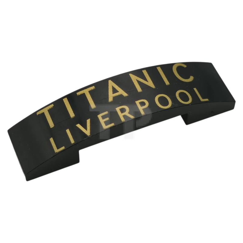 LEGO&reg; 6352819 - 93273pb166 - Slope, Curved 4 x 1 x 2/3 Double with 'TITANIC LIVERPOOL' Pattern