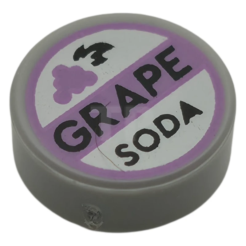 LEGO&reg; 6494101 - 98138pb430 - Tile 1 x 1 Round with Bottle Cap with 'GRAPE SODA' Pattern (BrickHeadz Carl Ellie Badge)