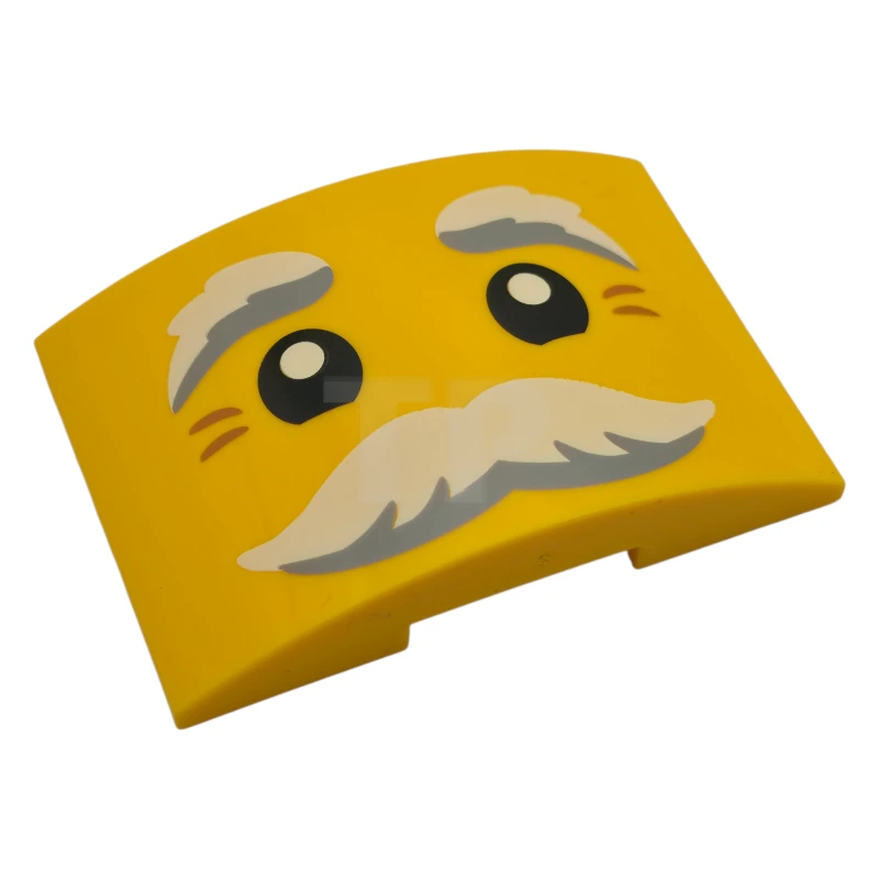 LEGO&reg; 6562759 - 78522pb010 - Slope, Curved 6 x 4 Double with Black Eyes, White and Light Bluish Gray Bushy Eyebrows and Moustache, Medium Nougat Crow's Feet Pattern (Santa Face)