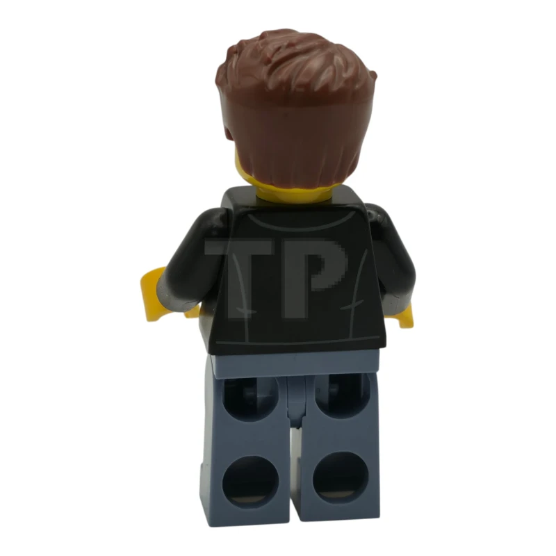 LEGO&reg; cty1946 Conductor de bólidos - Hombre, chaqueta de cuero negro, piernas azul arena, pelo castaño rojizo