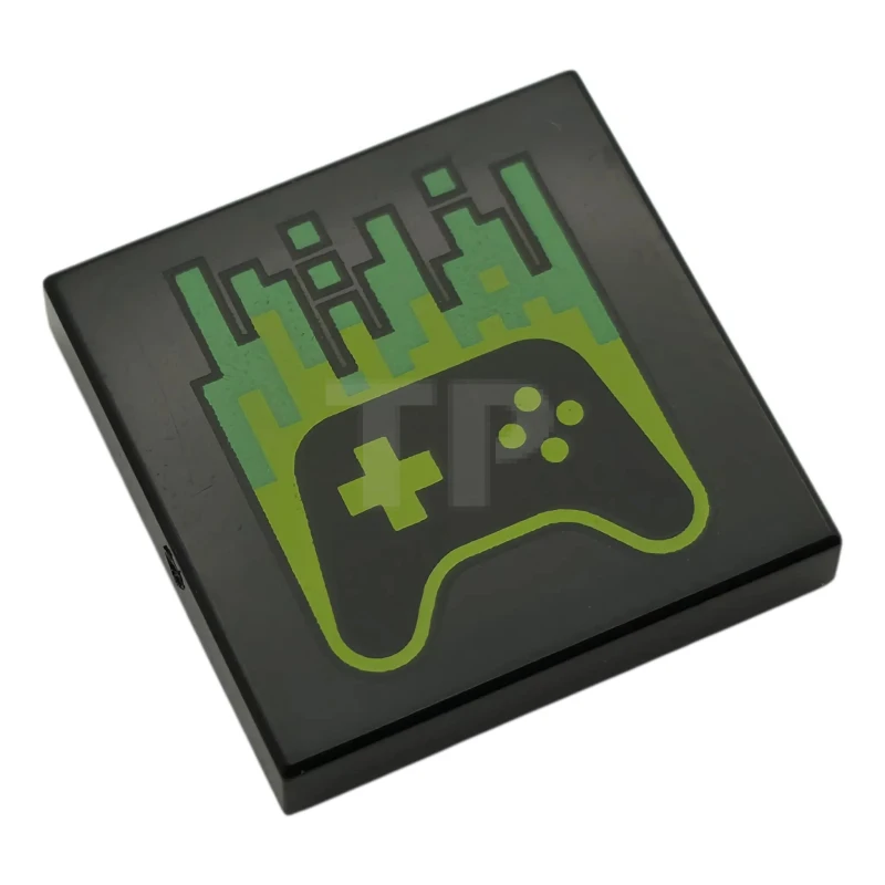 LEGO&reg; 3068pb2763 - 6579695 - Tile 2 x 2 with Lime Game Controller and Pixelated Bright Green Energy Lines Pattern