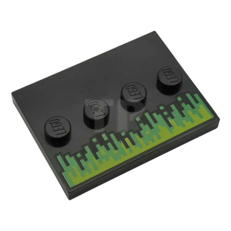 LEGO&reg; 6579696 - 88646pb015 - Tile, Modified 3 x 4 with 4 Studs in Center with Lime and Bright Green Pixelated Energy Lines Pattern
