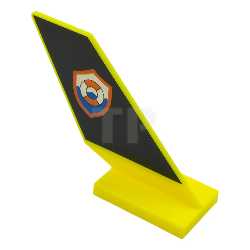 LEGO&reg; 6239pb122 - 6579978 - Tail Shuttle with Life Preserver Coast Guard Logo Badge / Shield on Black Background Pattern on Both Sides