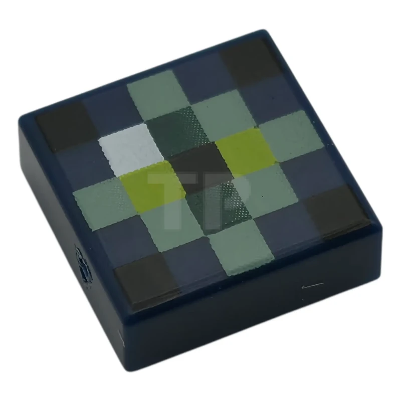 LEGO&reg; 6584107 - 3070pb391 - Tile 1 x 1 with Pixelated Sand Green, Dark Green and Yellowish Green Diamond, White Highlight, Black Corners Pattern (Minecraft Eye of Ender)