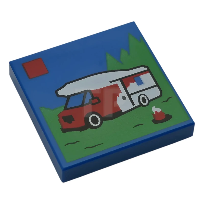 LEGO&reg; 6579960 - 3068pb2765 - Tile 2 x 2 with LEGO City Set Box Art Set 60454 Holiday Camper Van Pattern