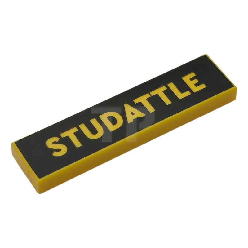 LEGO&reg; 6580001 - 2431pb0931 - Tile 1 x 4 with 'STUDATTLE' on Black Background Pattern