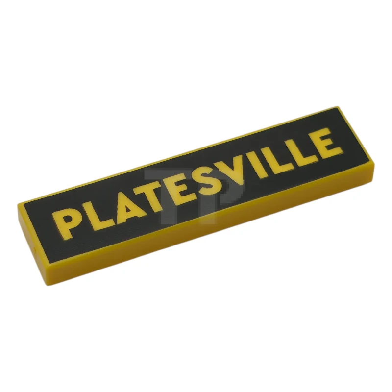 LEGO&reg; 6580000 - 2431pb0930 - Tile 1 x 4 with 'PLATESVILLE' on Black Background Pattern