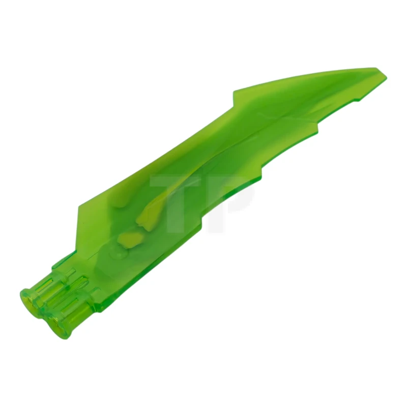LEGO&reg; 79895pb03 - 6590975 - Propeller 1 Blade 14L with 2 Axle Holes and Jagged Edges (Sword Blade) with Marbled Yellowish Green Pattern