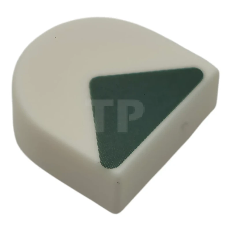 LEGO&reg; 6584263 - 24246pb062 - Tile, Round 1 x 1 Half Circle Extended with Dark Green Triangle Pattern