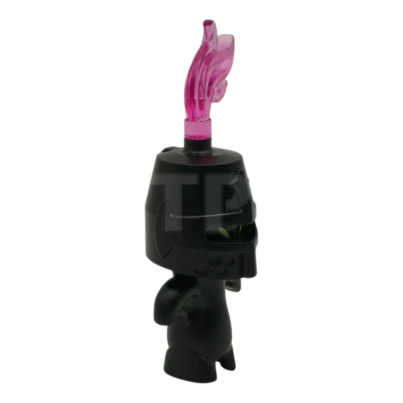 LEGO&reg; drm107 Grimspawn - Zwarte helm Kasteel Gesloten, Trans-Donker Roze Pluim, Voorhoofd Tatoeage