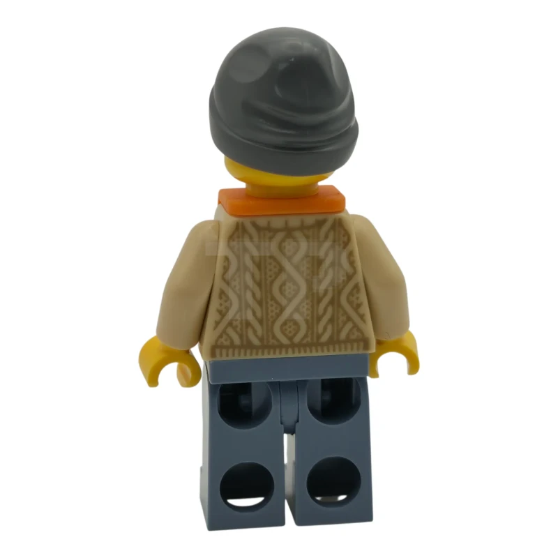 LEGO&reg; cty1955 Mann - Tan Knit Cable Sweater, Orange Life Jacket, Sand Blue Legs, Dark Bluish Gray Beanie