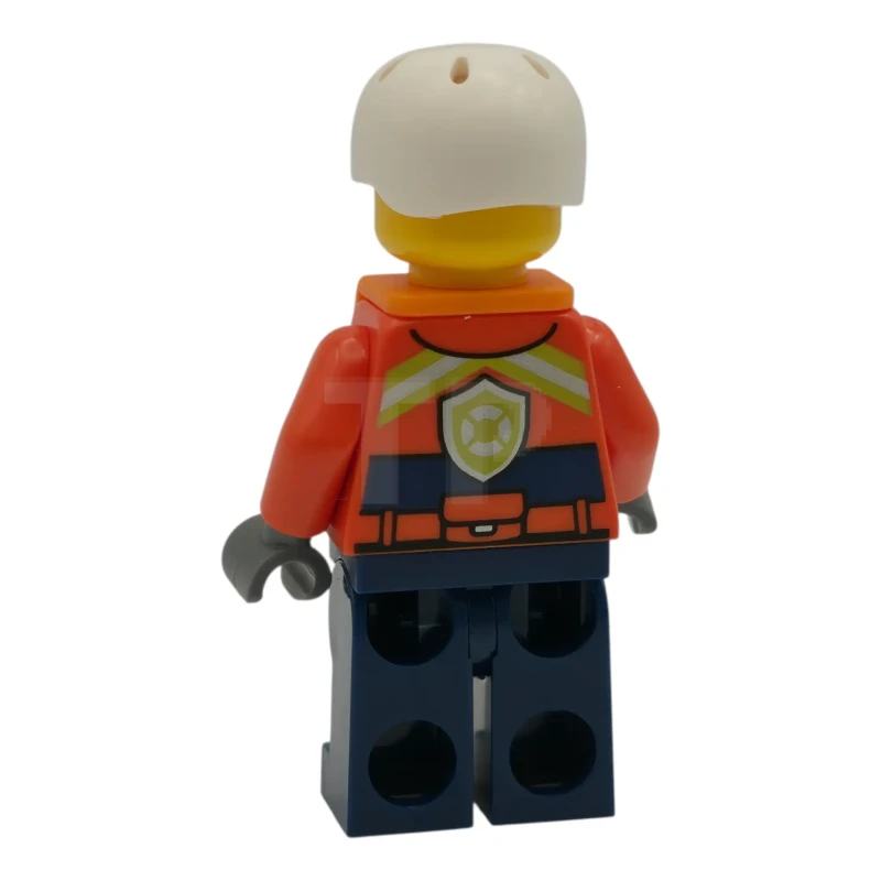 LEGO&reg; cty1962 Coast Guard City - Female, Reddish Orange Jacket with Pockets and Reflective Stripes, Dark Blue Legs with Pockets and Reflective Stripes, Orange Life Jacket, White Sports Helmet