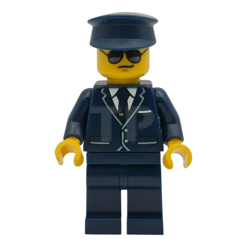 LEGO&reg; cty1977 Passenger Plane Pilot - Male, Dark Blue Suit with Tie and Hat