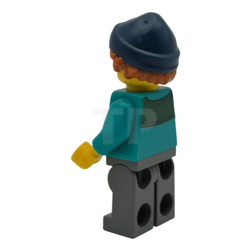 LEGO&reg; cty1983 Plane Passenger - Female, Dark Turquoise Jacket with Dark Green Panel, Dark Bluish Gray Legs, Dark Blue Beanie