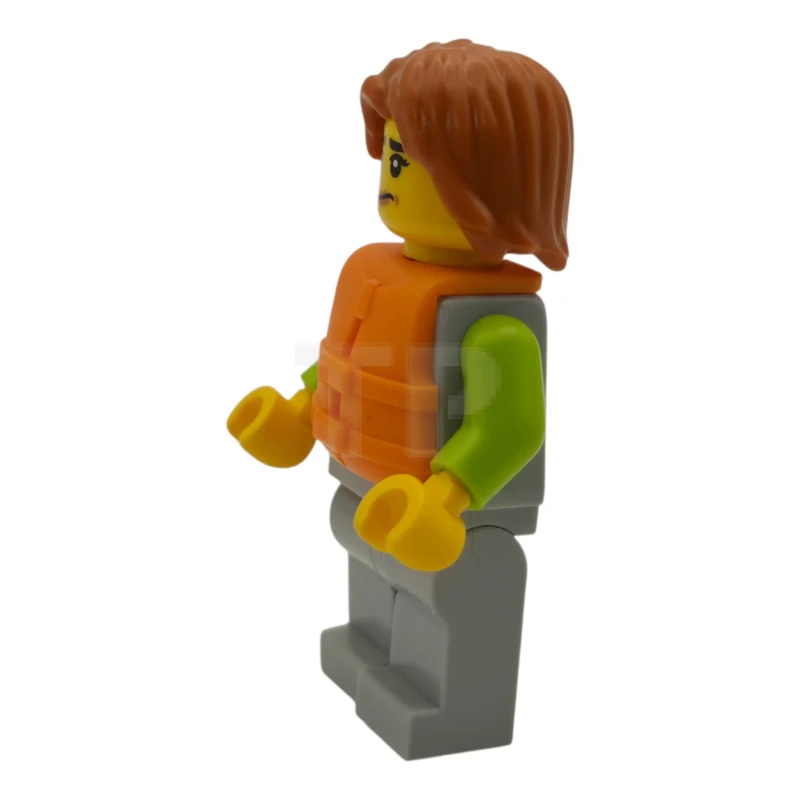 LEGO&reg; cty1961 Woman - Light Bluish Gray and Lime Wetsuit, Light Bluish Gray Legs, Dark Orange Hair, Orange Life Jacket