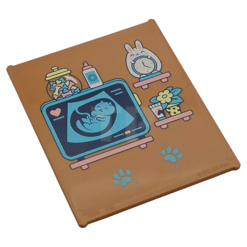 LEGO&reg; 42509pb23 - 6581638 - Glass for Window 1 x 6 x 6 Flat Front with Shelves, Jar of Dog Treats, Cat X-Ray with Heart, Paw Prints, Bunny Clock and Flower Pattern