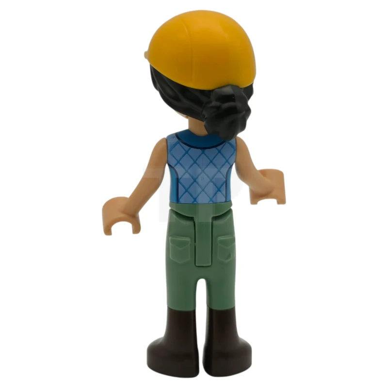 LEGO&reg; frnd0872 Friends Liann - Dark Azure and Bright Light Blue Vest  over White Top, Sand Green Trousers, Dark Brown Boots, Bright Light Orange Horse Riding Helmet