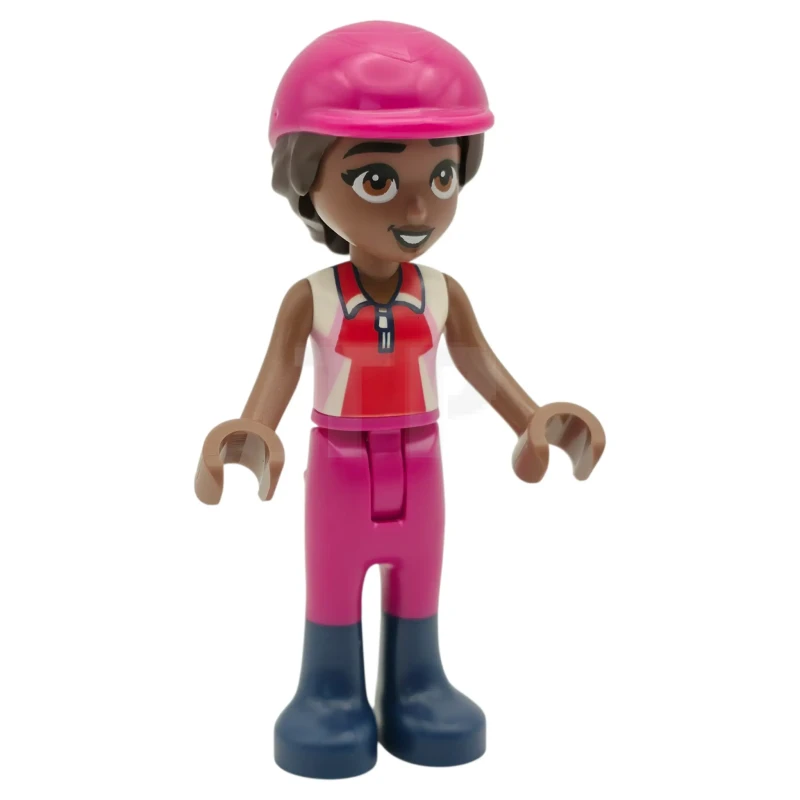 LEGO&reg; frnd0870 Friends Aliya - Bright Pink, Red and White Sleeveless Shirt, Magenta Trousers, Dark Blue Boots, Magenta Horse Riding Helmet