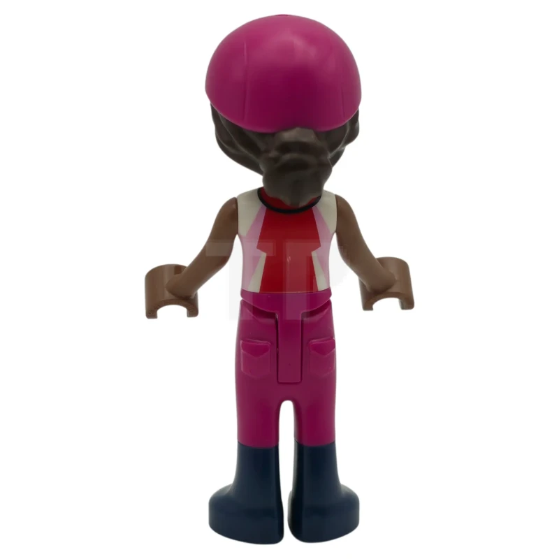 LEGO&reg; frnd0870 Friends Aliya - Bright Pink, Red and White Sleeveless Shirt, Magenta Trousers, Dark Blue Boots, Magenta Horse Riding Helmet