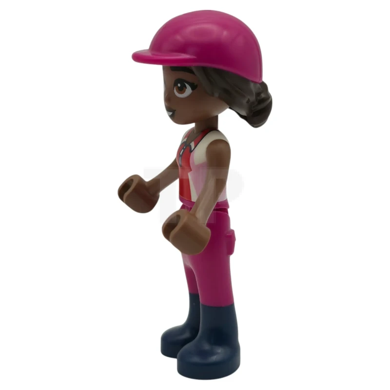 LEGO&reg; frnd0870 Friends Aliya - Bright Pink, Red and White Sleeveless Shirt, Magenta Trousers, Dark Blue Boots, Magenta Horse Riding Helmet