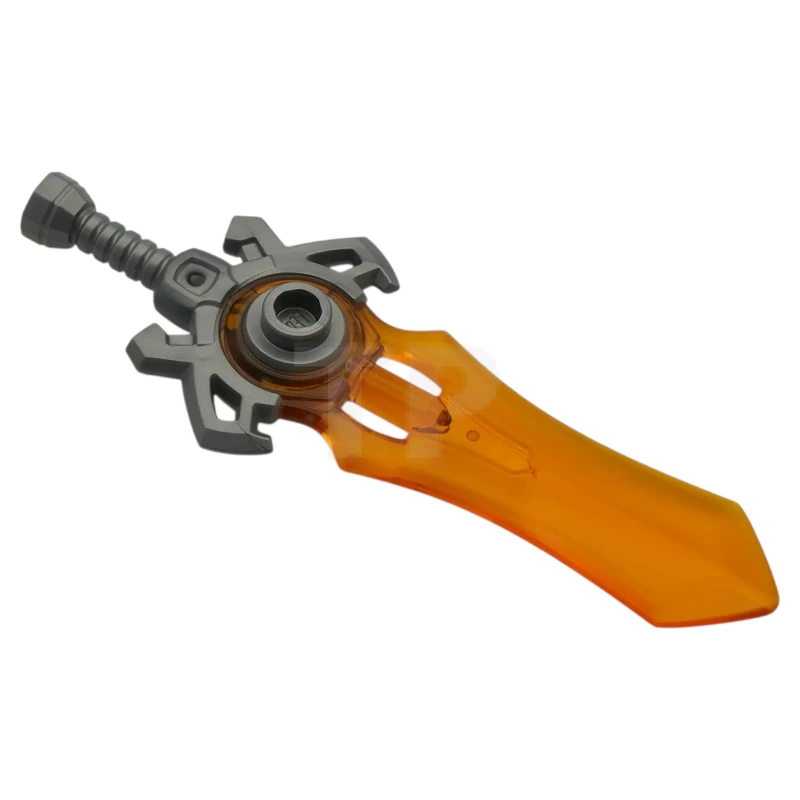 LEGO&reg; 6595000 - 7602pb02 - Minifiguur, Wapen Zwaard Groot met gegoten trans-oranje bladpatroon