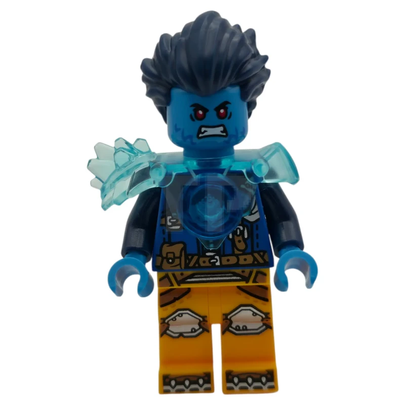 LEGO&reg; drm114 Logan - Transhellblauer Schulterpanzer, hellorangefarbene Beine und dunkelblaue runde Fliese