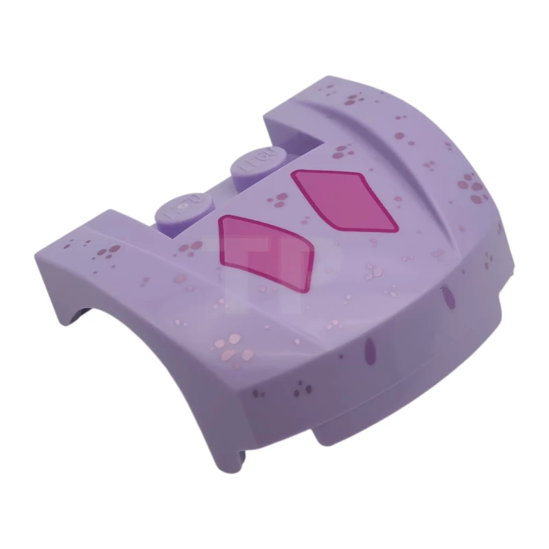 LEGO&reg; 6587064 - 98835pb030 - Vehicle, Mudguard 3 x 4 x 1 2/3 Curved Front with Metallic Pink Spots and Dark Pink Diamonds Pattern (Frozen Bruni)