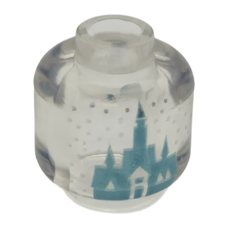 LEGO&reg;  - 3626pb3900 - Minifigure, Head without Face with Metallic Light Blue Castle and and Silver Snowflakes / Dots Pattern