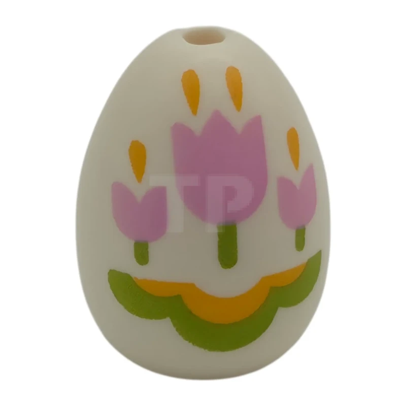 LEGO&reg; 6571697 - 24946pb05 - Egg with Small Pin Hole with Bright Pink Tulips, Lime Stems, Bright Light Orange Trim Easter Pattern