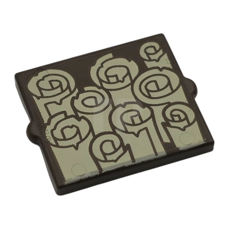 LEGO&reg; 6484327 - 60601pb038 - Glass for Window 1 x 2 x 2 Flat Front with Tan Parchment Scrolls Pattern