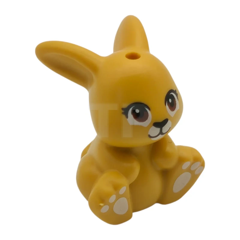 LEGO&reg;  - 7687pb01 - Bunny / Rabbit, Friends Style, Sitting with Reddish Brown Eyes, Black Nose and Mouth, White Muzzle and Paws Pattern (Honey)