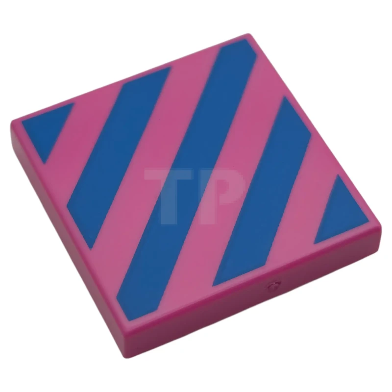 LEGO&reg; 6575386 - 3068pb2785 - Carreau 2 x 2 avec motif de rayures diagonales bleues.